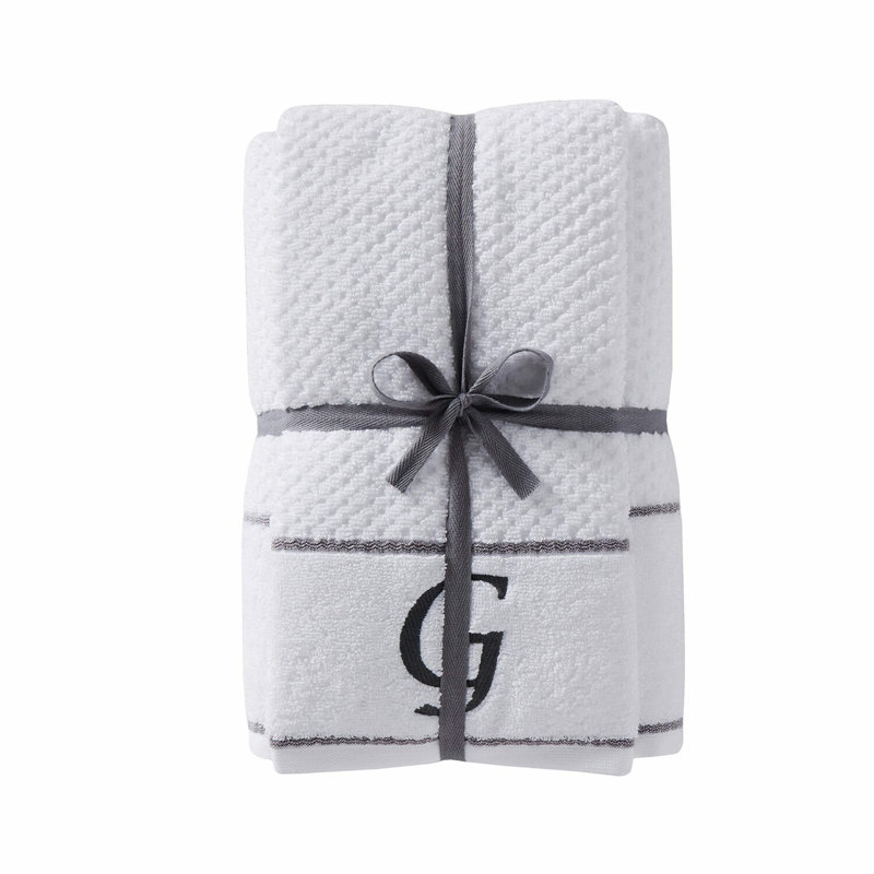 LuxSoft Monogrammed White Towel Set - 4-Pack Premium Bath and Hand Towels