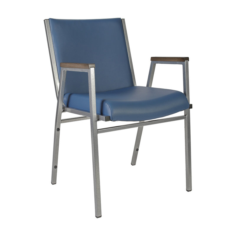 Chaise empilable robuste avec accoudoirs Aliya, Marine, Argent argent