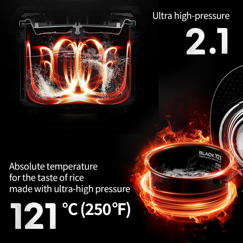 CUCHEN CRT-RPK0640IUS, cuiseur à riz à induction ultra haute pression 6,1 tasses (non cuit), système de verrouillage de puissance en acier inoxydable, fabriqué en corée