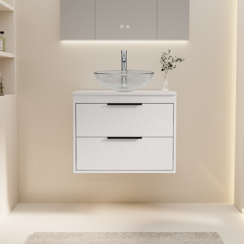 Sharee 24" Wall Mount Bathroom Vanity With Vessel Sink, White