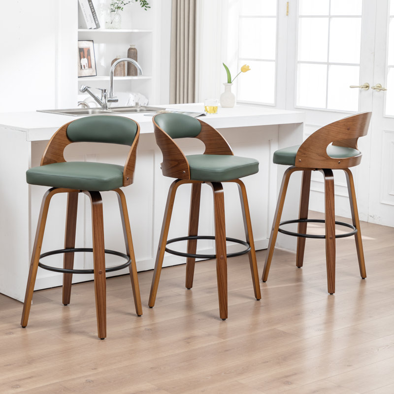 Ensemble de 3 tabourets de bar et de comptoir pivotants en cuir Jacobus, Tabouret de comptoir (siège d'une hauteur de 24,8