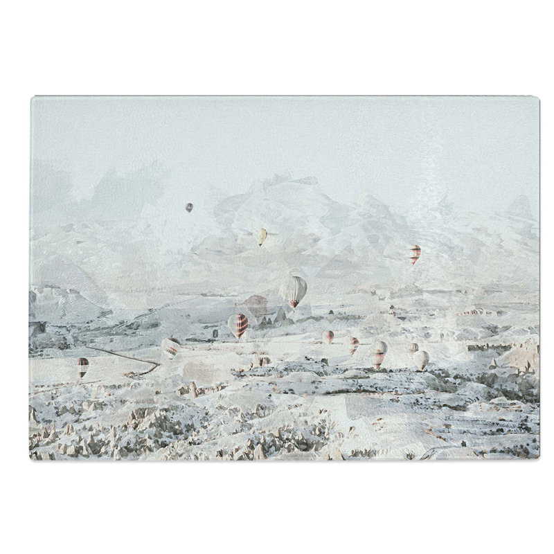 Glass Hot Air Balloons Over Turkey in Abstract Chopping Board, 39 cm W x 28.5 cm L