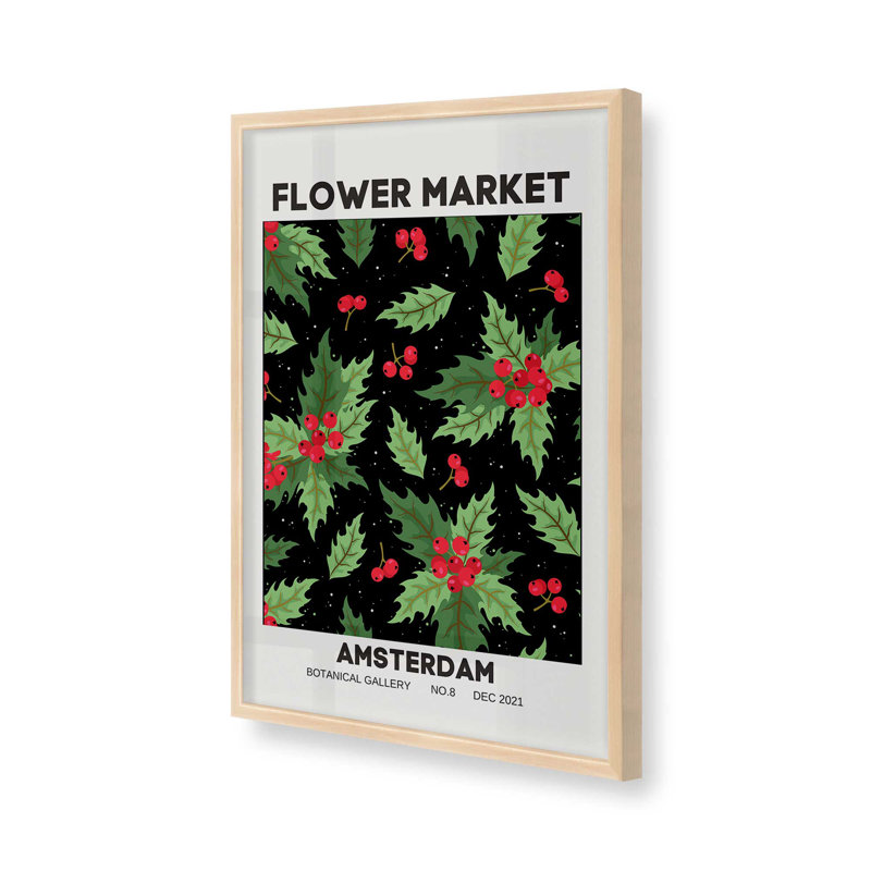«Holiday Flower Market II», reproduction, Érable brut encadré, H 25 po x l 19 po x P 1,25 po
