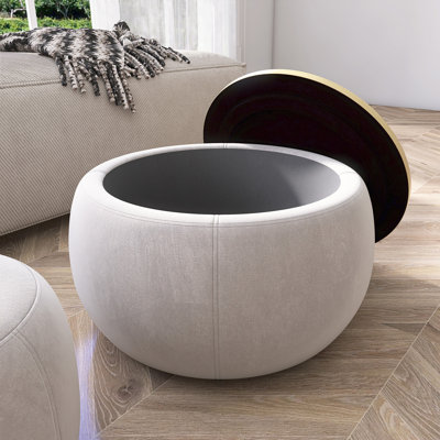 Table de bout ronde avec petit siège de rangement