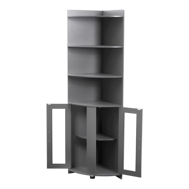 3 Tier Corner Shelf and Cabinet 50*50*118CM, (3 Shelves) 181"H x 40"W x 40"D