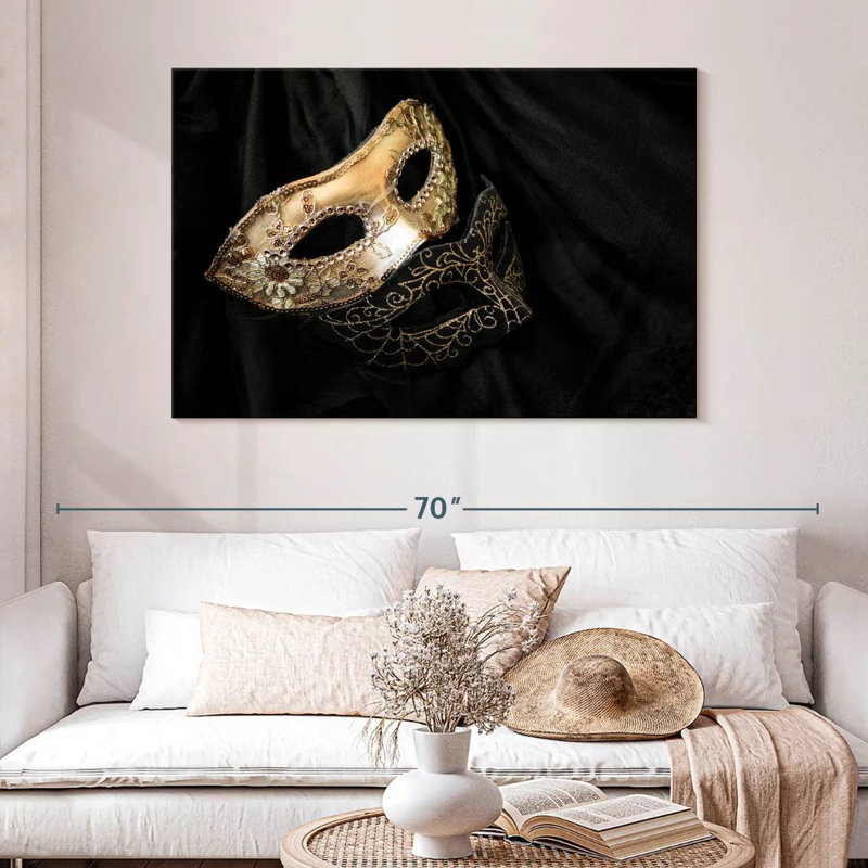 Masques Lelend or et noir, H 32 po x l 48 po