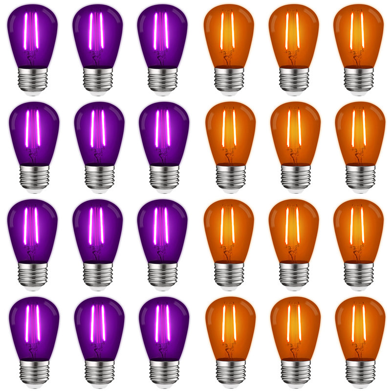 0.5 Watt S14 LED Colored String Light Bulb, Purple and Orange, E26/Medium (Standard) Base