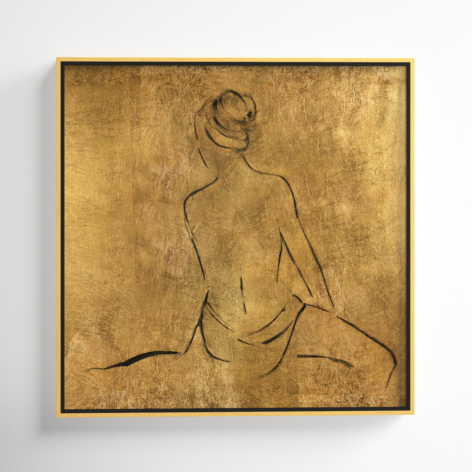 Golden Bather II by Sally Swatland - Painting Print, Gold Framed Canvas, 31.5" H x 31.5" W x 2" D