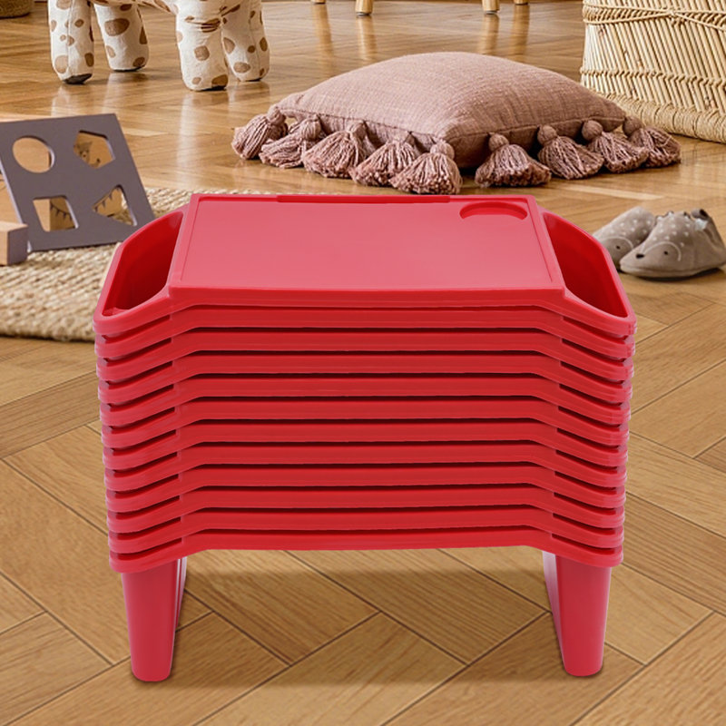 Ensemble de 12 tablettes pour enfants Modern Modern, plateau de bureau léger en plastique pour les tout-petits, Red