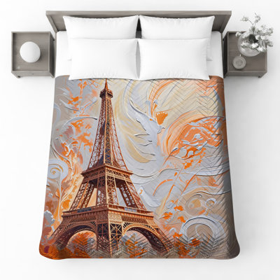 Couvre-lit matelassé à motif abstrait Tour Eiffel toutes tailles