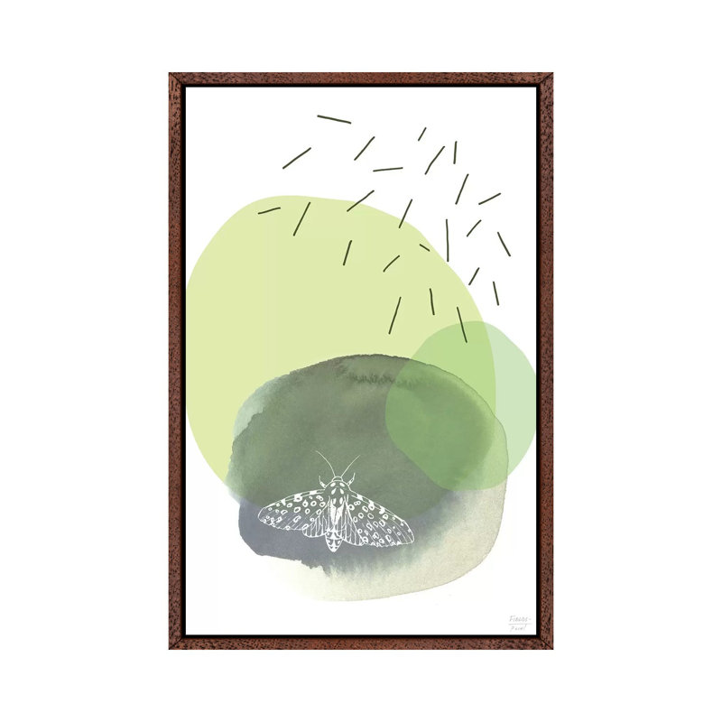 The Lonely Moth - Print on Canvas, 101.6cm H x 66.04cm W x 3.81cm D, Classic Brown Wood Floater Framed