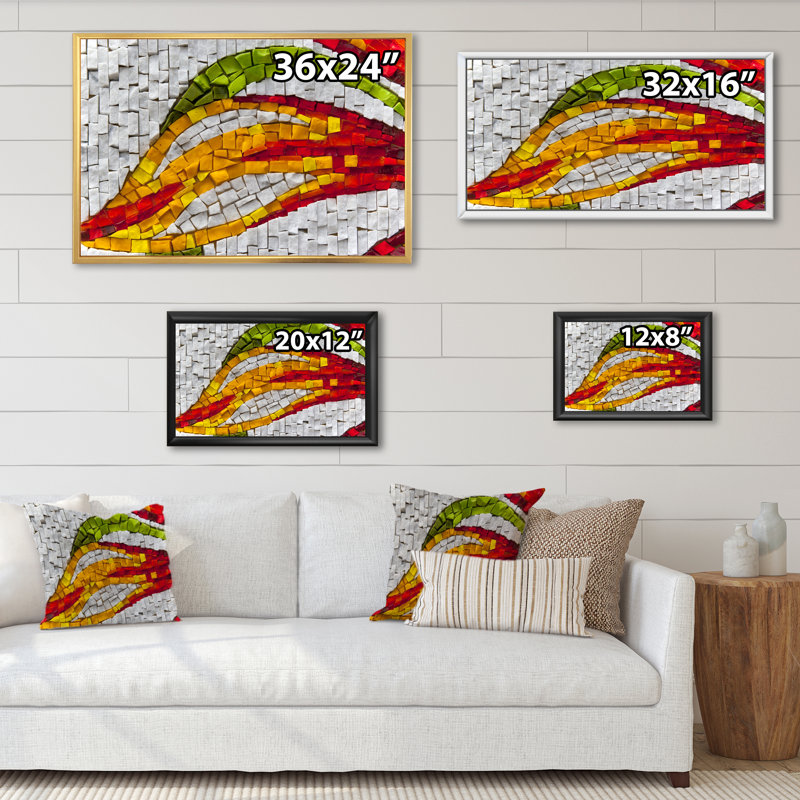 Colorful Colorful Orange and Red Mosaic - Photographie sur toile avec cadre photo, H 16 po x l 32 po x P 1 po