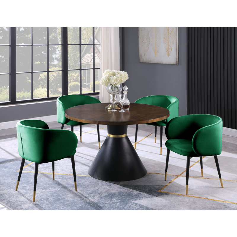 Joelan Pine Round Metal Base Dining Table