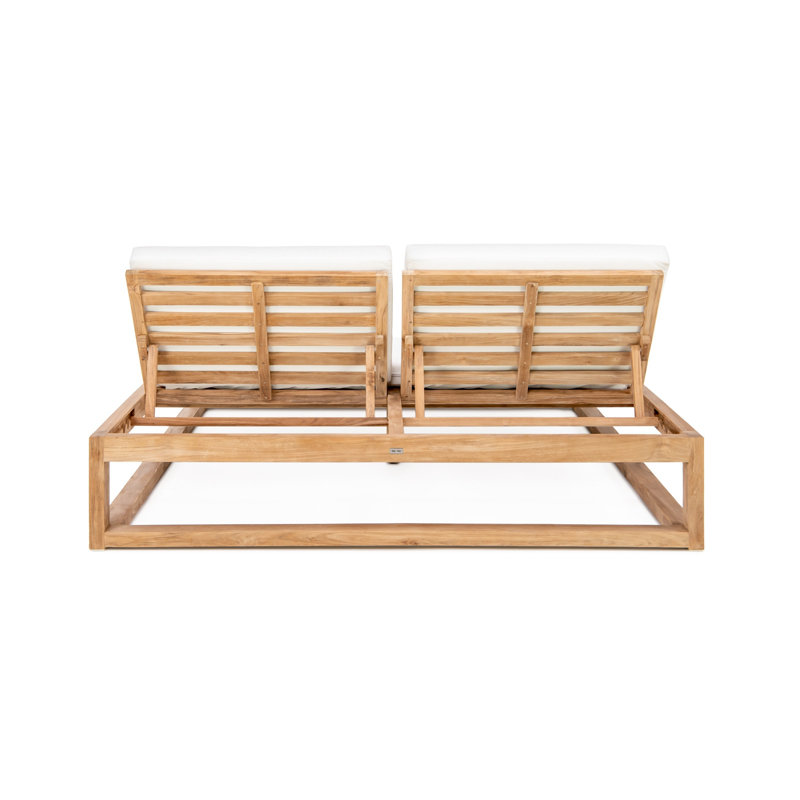 Caldas Outdoor Teak Chaise Lounge, Silver