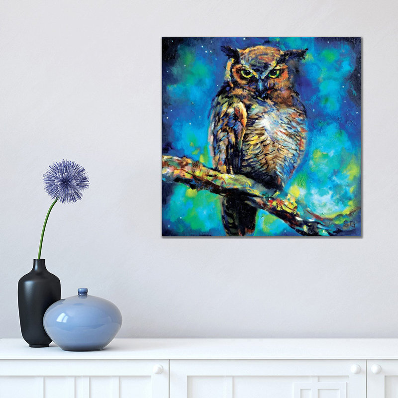 Great Horned Owl by Sue Gardner - Painting on Canvas, 45.72 cm H x 45.72 cm W x 1.91 cm D, Wrapped Canvas