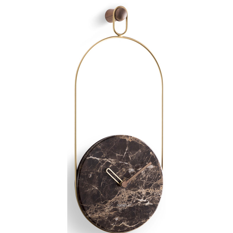 Eslabon Marble Wall Clock, Emperador Marble/Brass