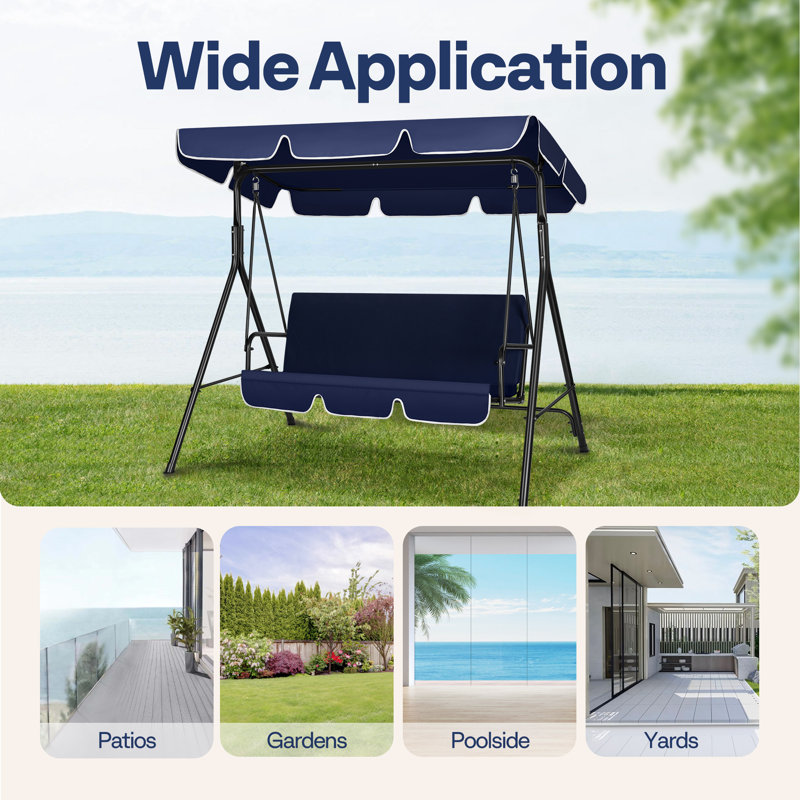 Arezzo Porch Swing with Canopy, Navy Blue