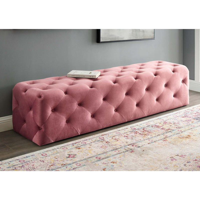Banc de hall d'entrée capitonné Modway Amour, Vieux rose, H 16,5 po x l 72 po x P 19 po