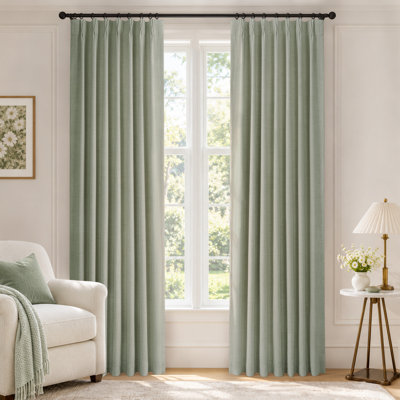 100% Blackout Curtains Thermal Insulated Drapes Faux Linen Pinch Pleated Privacy Window Panels with 20 Hooks for Bedroom & Living Room (Set of 2) 
