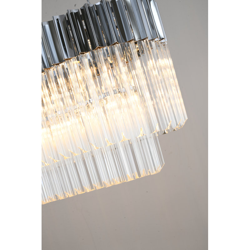 Lustre rond en cristal 12 lumières Glam, Chrome