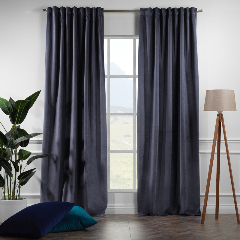 Rideau simple extra long et extra large en velours mat luxueux, 71 Indépendant, L 100 po x L 108 po