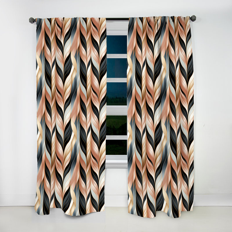 Glamour In Rose Gold Damask Pattern - Glam Curtain - Velvet Room Darkening - 1 Panel, 52" W x 84" L