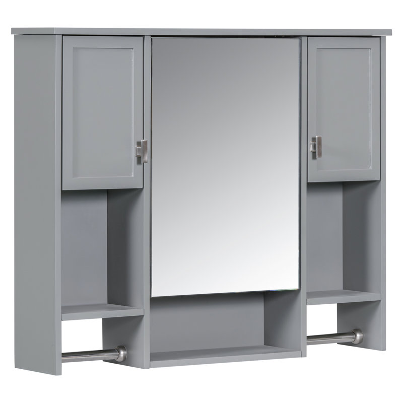 Armoire murale de salle de bain avec miroir - intérieur spacieux et polyvalent avec rangement à fonctions grises 35 po x 28 po