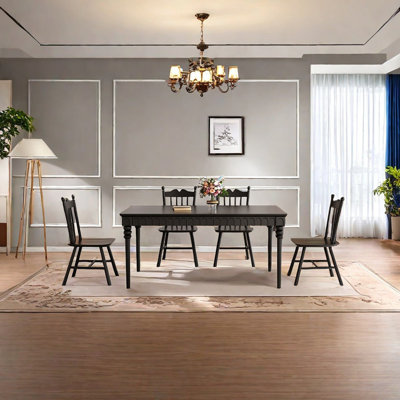 Rubber wood solid wood dining table set