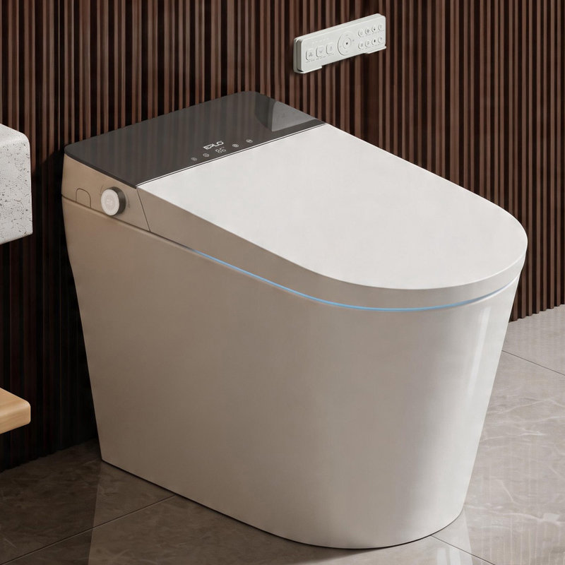 Luxury One-Piece Elongated Smart Toilet with Automatic Open/Close Lid, ADA Comfort Height Heated Bidet Toilet with Protective Foam Shield & Hands-Free Foot Sensor and 1000g MaP Power Flush