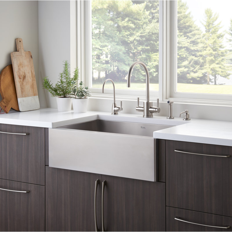 Proscenio 30" Single Bowl Apron Front Stainless Steel Kitchen Sink