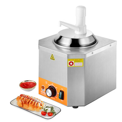 Distributeur de fromage électrique avec pompe, réchaud commercial de 2,4 L à chaud, distributeur de pompe en plastique, chauffe-nacho à température réglable 86-230,, pour caramel au fromage Hot Fudge