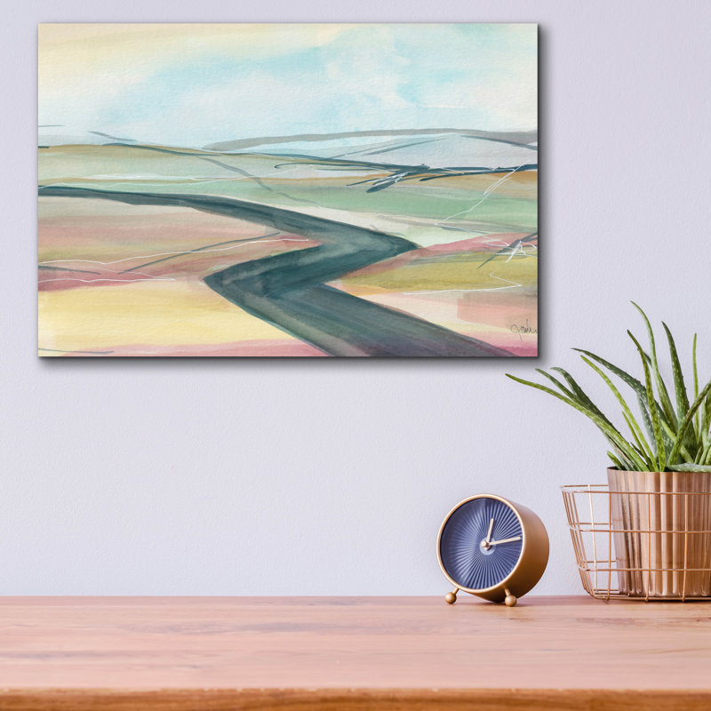 Art mural en verre épique «Soft Wanderings 1» par Jan Weiss, 16 po x 12 po