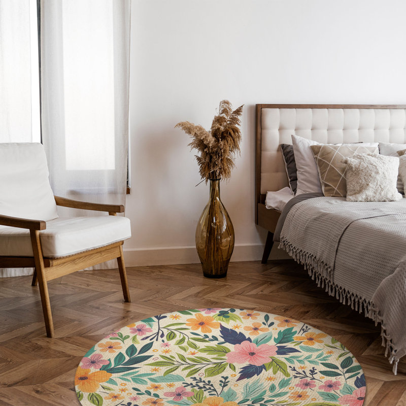 Tapis tressé Floral, Rond 5 pi
