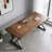Natural Edge Solid Wood Desk with Thickened Iron Legs-154359808