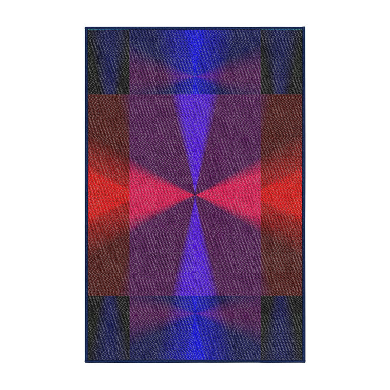 Tapis de zone mauve/rouge à motifs, Rectangle 3 pi x 5 pi