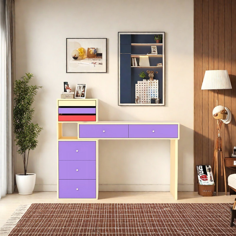 Commode de chambre rétractable, Jaune / Mauve