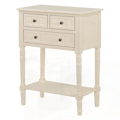 Narrow Console Table, Slim Sofa Table With Three Storage Drawers And Bottom Shelf For Compact Spaces