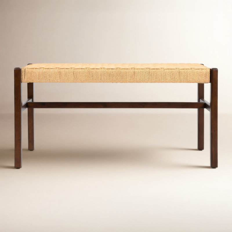 Piper Solid Wood Bench with Woven Rope Seat, 18" H x 36" W x 17" D, Natural