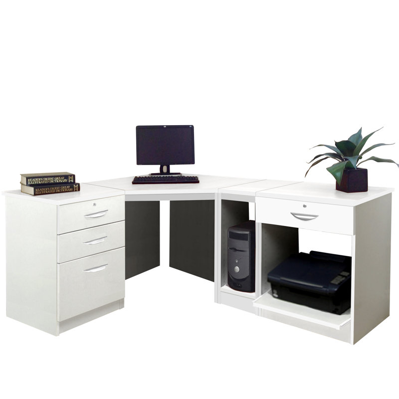 Brie Modular L-Shaped Computer Desk, White