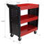Chariot à outils sur roulettes à 3 niveaux sur roulettes, chariot à outils robuste avec panneau perforé pour atelier de réparation, garage, entrepôt, rouge-86533295