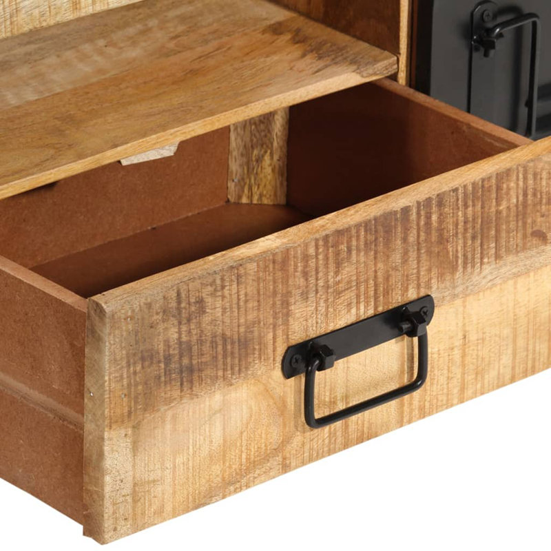 Braymer TV Cabinet 120x30x40 cm Solid Wood, Natural/Black