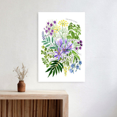 Watercolor Culinary Herbs Flower Wall Art Print