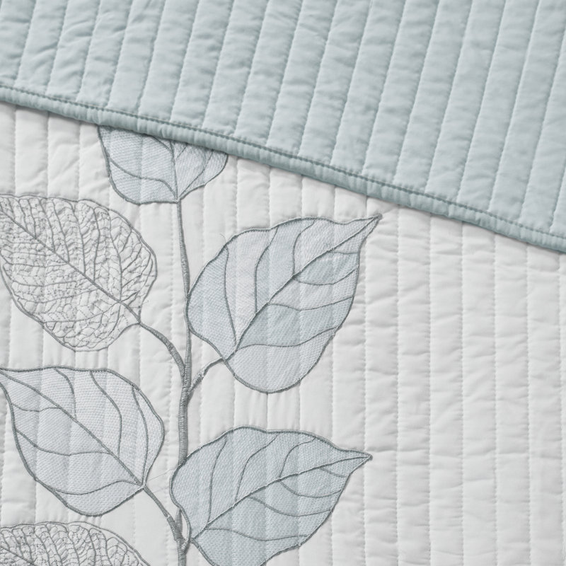 Organic Blue Microfiber Reversible King Quilt Set