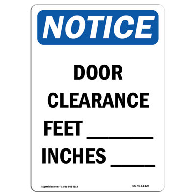 Door Clearance Feet Inches Sign