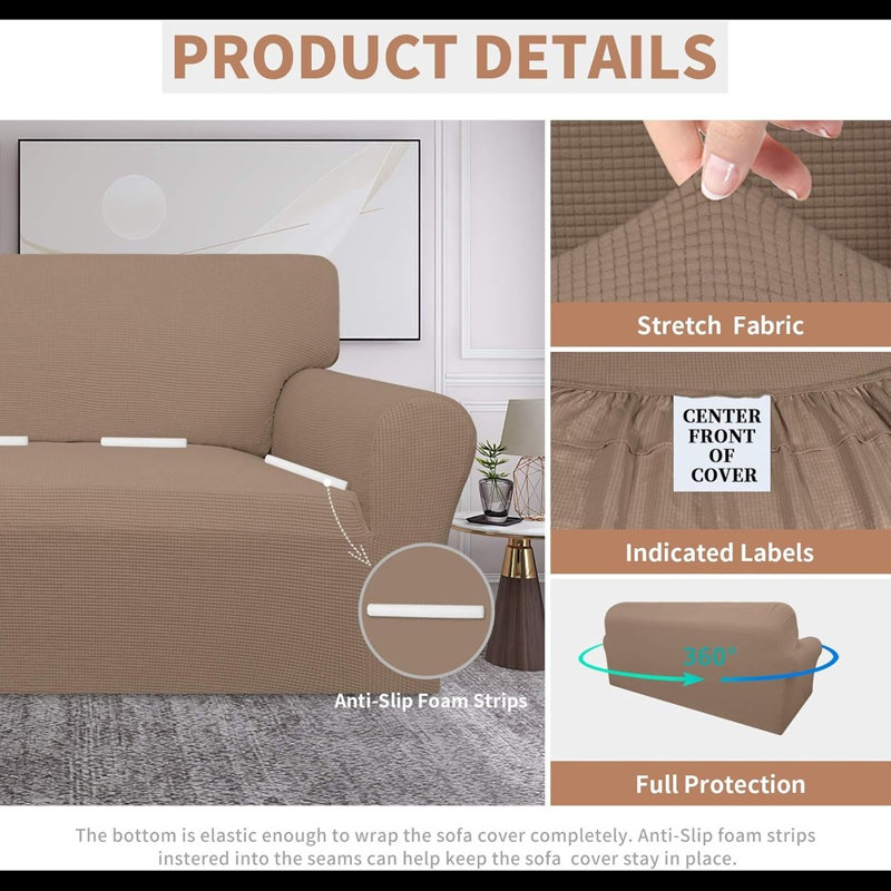 Housse de canapé 100% imperméable, housse de canapé double imperméable, housse de canapé en jacquard extensible, protection de meuble étanche pour enfants, animaux de compagnie, chien et chat (canapé)