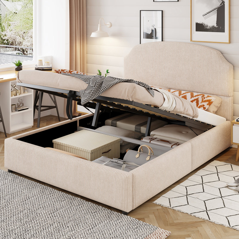 Ottoman Storage Bed, Beige