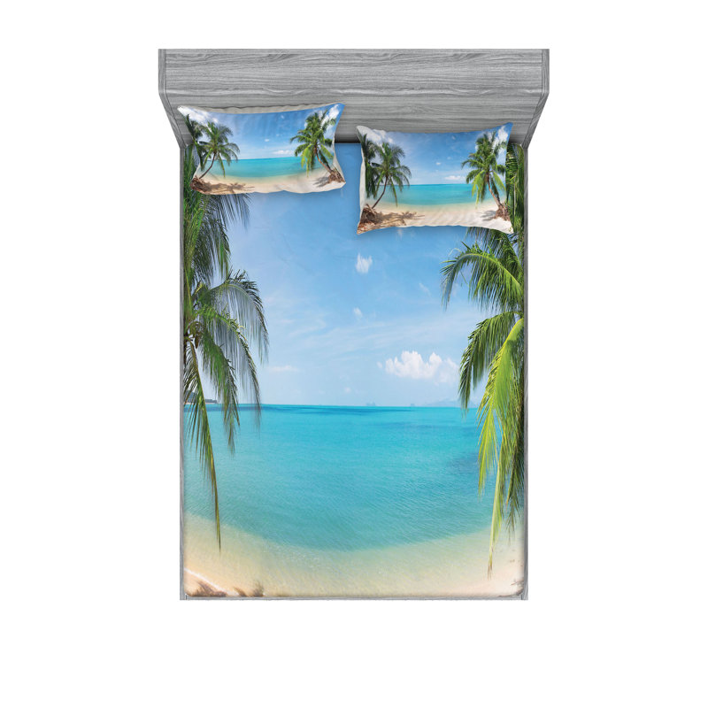 Drap-housse et coussin décoratif Ambesonne, Ensemble de draps pour très grand lit + 5 pièces