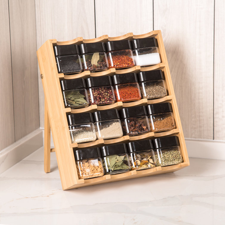 Bamboo 16 Jar Spice Rack Set