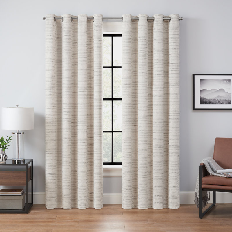 Ivory Blackout Grommet Linen-Polyester Window Panel, 50'' x 84''