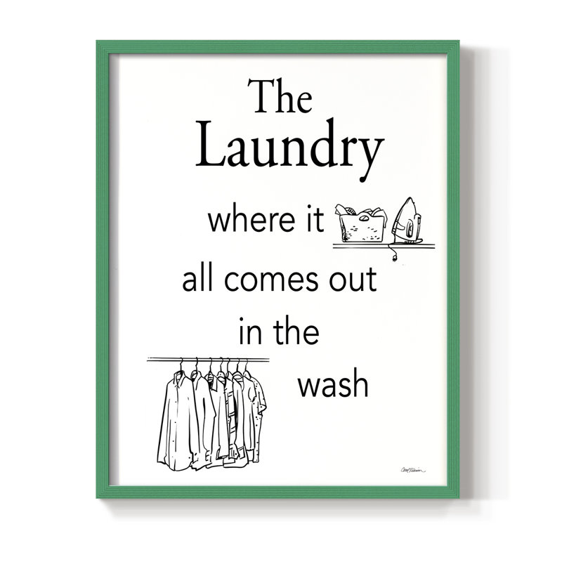 Comes Out In the Wash Framed Print - Solid Wood, Green, 21" H x 17" W